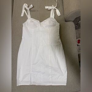 White Sleeveless Dress with Bow Straps